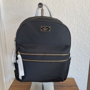 Black Backpack with Gold Accents